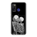 Дизайнерский силиконовый чехол для Tecno Camon 15 Поцелуй скелетов