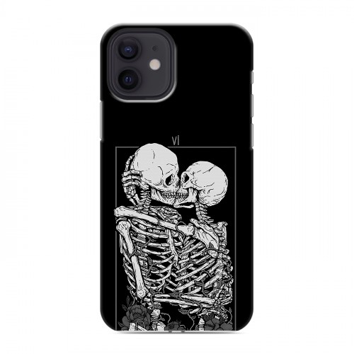 Дизайнерский силиконовый чехол для Iphone 12 Поцелуй скелетов