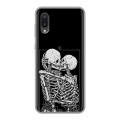 Дизайнерский силиконовый чехол для Samsung Galaxy A02 Поцелуй скелетов