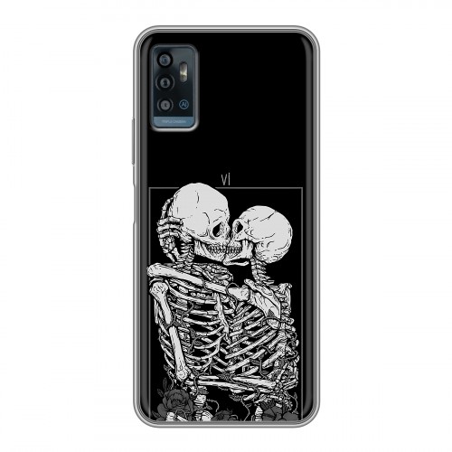 Дизайнерский силиконовый чехол для ZTE Blade A71 Поцелуй скелетов