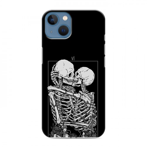 Дизайнерский силиконовый чехол для Iphone 13 Поцелуй скелетов