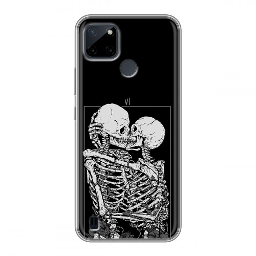 Дизайнерский силиконовый чехол для Realme C21Y Поцелуй скелетов