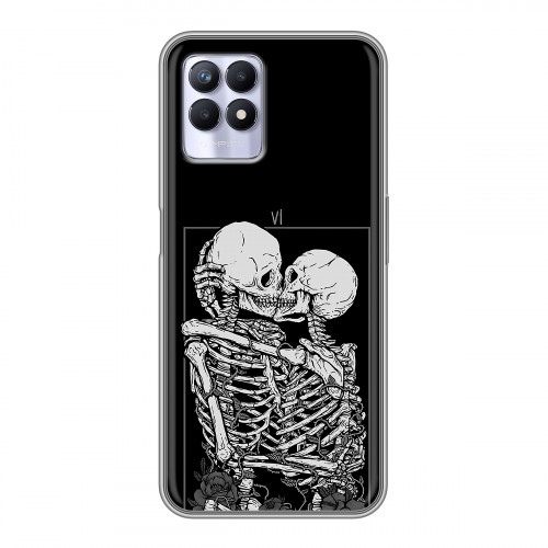 Дизайнерский силиконовый чехол для Realme 8i Поцелуй скелетов