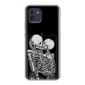 Дизайнерский силиконовый чехол для Samsung Galaxy A03 Поцелуй скелетов