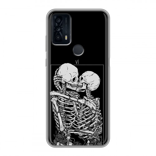 Дизайнерский силиконовый чехол для TCL 20B Поцелуй скелетов