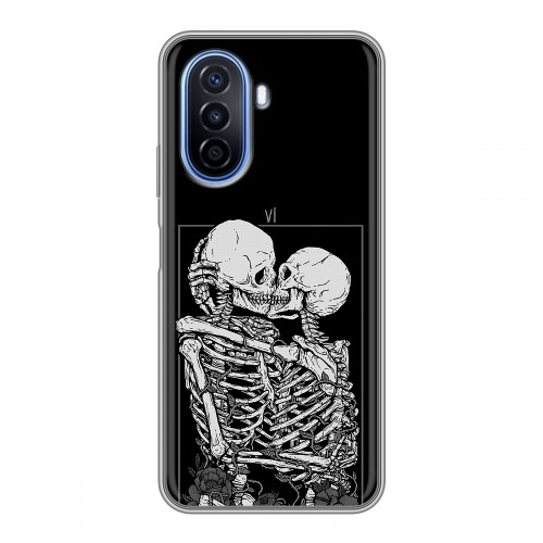 Дизайнерский силиконовый чехол для Huawei Nova Y70 Поцелуй скелетов