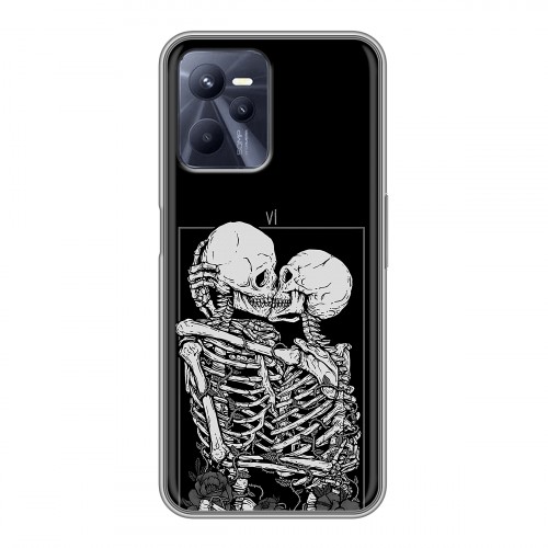 Дизайнерский силиконовый чехол для Realme C35 Поцелуй скелетов