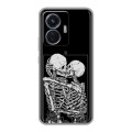 Дизайнерский силиконовый чехол для Vivo T1 Поцелуй скелетов