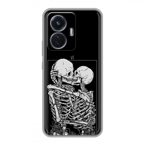 Дизайнерский силиконовый чехол для Vivo T1 Поцелуй скелетов