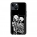 Дизайнерский силиконовый чехол для Iphone 14 Поцелуй скелетов