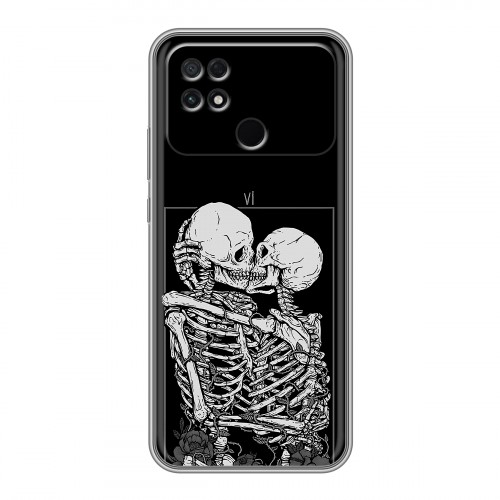 Дизайнерский силиконовый чехол для Xiaomi Poco C40 Поцелуй скелетов