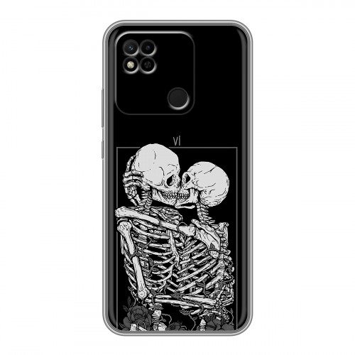 Дизайнерский силиконовый чехол для Xiaomi Redmi 10A Поцелуй скелетов