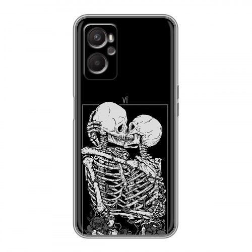 Дизайнерский силиконовый с усиленными углами чехол для OPPO A96 Поцелуй скелетов