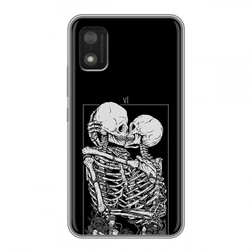 Дизайнерский силиконовый чехол для Itel A17 Поцелуй скелетов