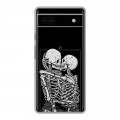 Дизайнерский силиконовый чехол для Google Pixel 6a Поцелуй скелетов