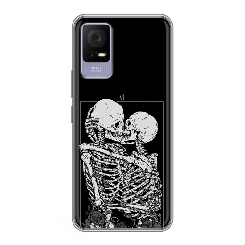 Дизайнерский силиконовый чехол для TCL 405 Поцелуй скелетов