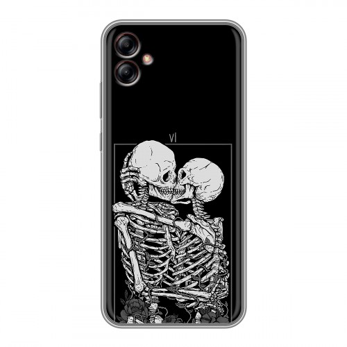Дизайнерский силиконовый чехол для Samsung Galaxy A04e Поцелуй скелетов