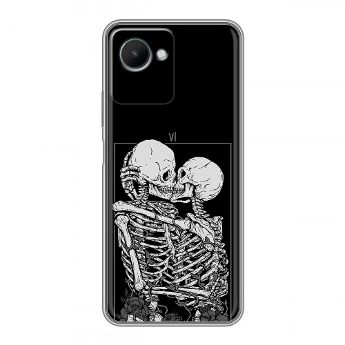 Дизайнерский силиконовый чехол для Realme C30s Поцелуй скелетов