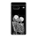 Дизайнерский силиконовый чехол для Google Pixel 7 Поцелуй скелетов