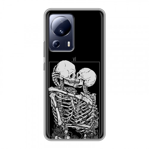 Дизайнерский силиконовый чехол для Xiaomi 13 Lite Поцелуй скелетов