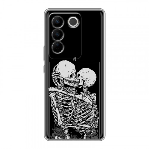 Дизайнерский силиконовый чехол для Vivo V27 Поцелуй скелетов