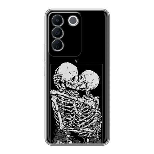 Дизайнерский силиконовый чехол для Vivo V27e Поцелуй скелетов