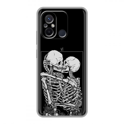 Дизайнерский силиконовый чехол для Xiaomi RedMi 12C Поцелуй скелетов