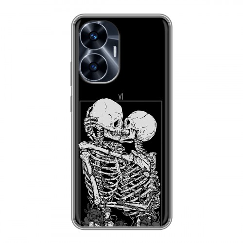 Дизайнерский силиконовый чехол для Realme C55 Поцелуй скелетов