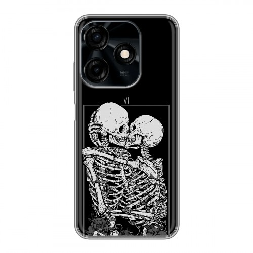 Дизайнерский силиконовый чехол для Tecno Spark 10C Поцелуй скелетов