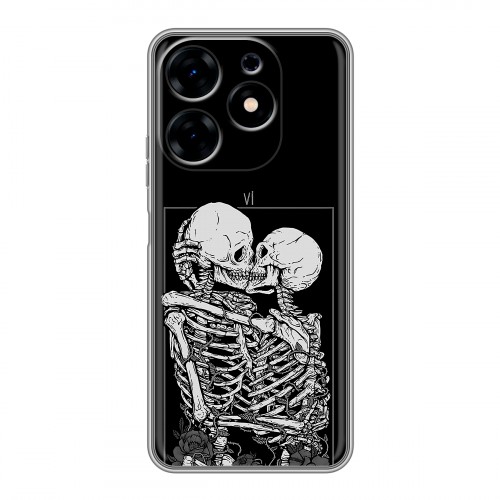Дизайнерский силиконовый с усиленными углами чехол для Tecno Spark 10 Поцелуй скелетов