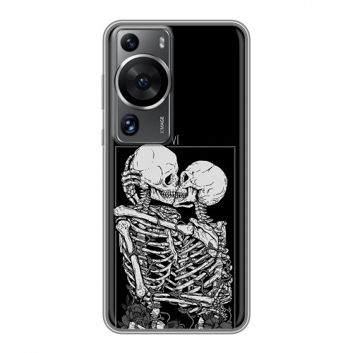 Дизайнерский силиконовый чехол для Huawei P60 Поцелуй скелетов