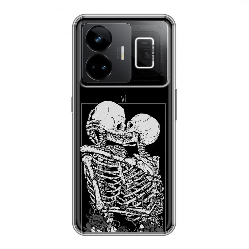 Дизайнерский силиконовый чехол для Realme GT3 Поцелуй скелетов