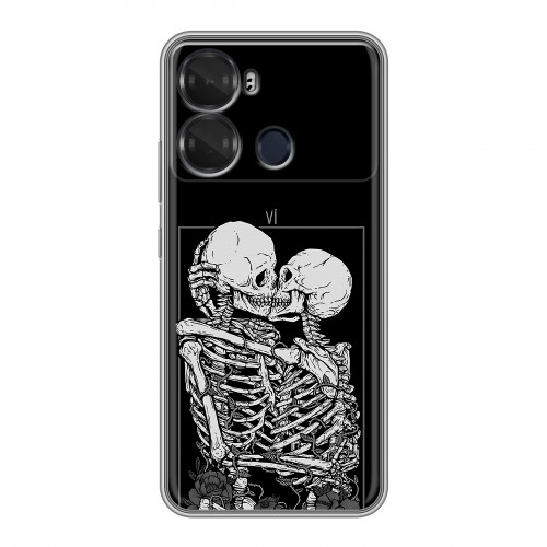 Дизайнерский силиконовый чехол для Itel P40 Поцелуй скелетов