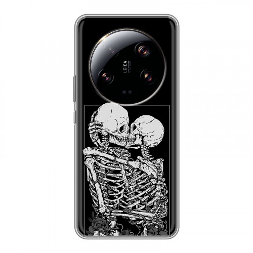 Дизайнерский силиконовый чехол для Xiaomi 13 Ultra Поцелуй скелетов