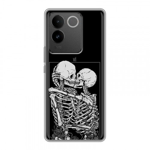 Дизайнерский силиконовый чехол для Vivo S17e Поцелуй скелетов