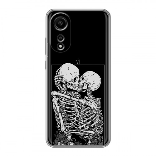 Дизайнерский силиконовый чехол для OPPO A78 4G Поцелуй скелетов