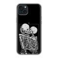 Дизайнерский силиконовый чехол для Iphone 15 Plus Поцелуй скелетов