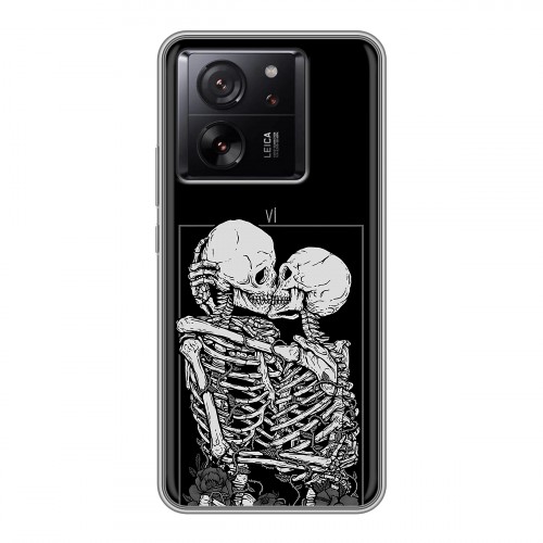 Дизайнерский силиконовый чехол для Xiaomi 13T Поцелуй скелетов