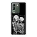 Дизайнерский силиконовый чехол для Vivo V29e Поцелуй скелетов