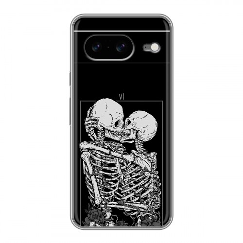 Дизайнерский силиконовый чехол для Google Pixel 8 Поцелуй скелетов