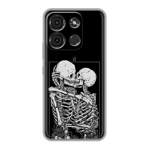 Дизайнерский силиконовый чехол для Itel A60s Поцелуй скелетов