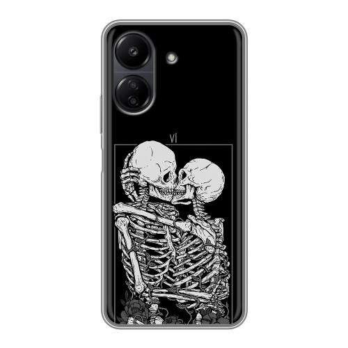 Дизайнерский силиконовый чехол для Xiaomi Poco C65 Поцелуй скелетов