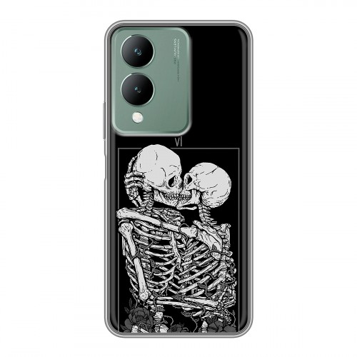 Дизайнерский силиконовый чехол для Vivo Y17s Поцелуй скелетов