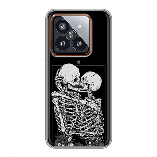 Дизайнерский силиконовый чехол для Xiaomi 14 Pro Поцелуй скелетов