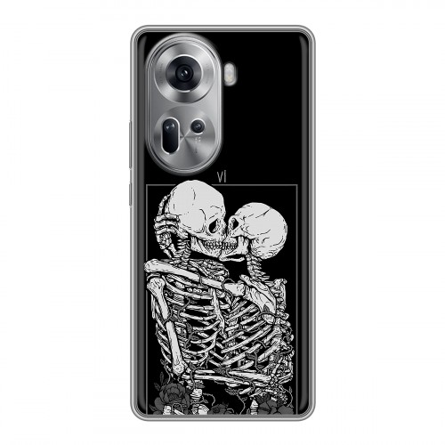 Дизайнерский силиконовый чехол для OPPO Reno 11 Поцелуй скелетов