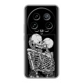 Дизайнерский силиконовый чехол для Xiaomi 14 Ultra Поцелуй скелетов
