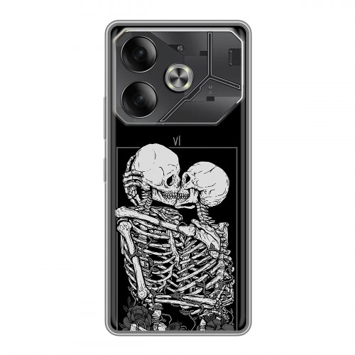 Дизайнерский силиконовый чехол для Tecno Pova 6 Поцелуй скелетов