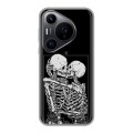 Дизайнерский силиконовый чехол для Huawei Pura 70 Pro Поцелуй скелетов