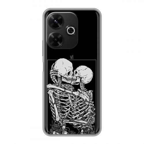 Дизайнерский силиконовый чехол для RedMi 13 4G Поцелуй скелетов