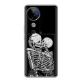 Дизайнерский силиконовый чехол для Vivo V40 5G Поцелуй скелетов